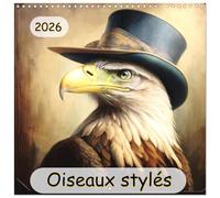 Oiseaux Stylés (Calendario mural carré 2026 30 x 60 cm (ouvert)) Calendrier double avec une page pour vos prises de notes