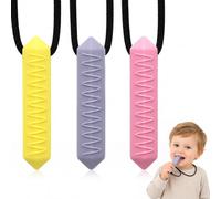 OISJHW Set da 3 pezzi: Collana masticabile per bambini con ADHD/autismo - Bastoncini masticabili in silicone - Giocattolo sensoriale per la dentizione e il sollievo dallo stress