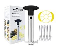 OITUGG Taglia Ananas - Sbuccia Ananas - Taglia Ananas Acciaio Inox - Affetta Ananas con 8 pezzi Frutta Forchette e 1 pezzi Ananas tagliato a spicchi (Nero)