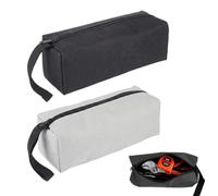 OIUAVYR 2 Pezzi Porta Attrezzi, Piccola e Portatile, in Poliestere 600D, Multifunzionale con Cerniera per Giardinaggio, Lavoro Esterno e Riporre Oggetti d'Arte(Nero/Grigio)