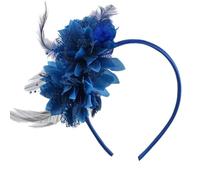 OIUUBBII Cerchietto fascinator da donna con perle, elegante, per ricevimenti del tè, matrimoni, cocktail, corse reali, velo da sposa, accessorio per capelli per abiti (blu, taglia 1)