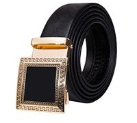 OIUYT Cintura for Gli Uomini Genuine Leather Belt a Scorrimento Automatico Fibbia Quadrata Oro Fibbia della Cintura Nera Pelle Bovina Maschio Belt (Belt Length : 160cm, Color : Black)