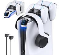 OIVO Caricatore per Controller PS5, Stazione di Ricarica Rapida per Playstation 5 con USB Youch, Caricatore P5 con Supporto per Cuffie (Solo per Console PS5 2020)
