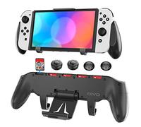 OIVO Custodia Grip per Nintendo Switch, Grip Case Asimmetrica Comfort Ergonomico con Supporto Regolabile e 5 Slot di Gioco