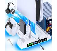 OIVO Supporto per PS5/Slim/Pro con Ventola di Raffreddamento, Ricarica Controller PS5, PS5 Supporto Verticale con Indicatori LED e Conservazione per 14 Giochi per Playstation 5