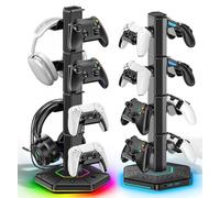 OIVO VGA DESIGN 4 Tier Supporto per Controller RGB con 9 Modalità di Illuminazione, Supporto Cuffie Gaming con 2 Porte USB 3.0 e Organizer per Cavi, Stand per Cuffie, Nero