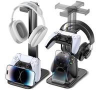 OIVO VGA DESIGN Supporto Cuffie e Joystick da Scrivania Regolabile in Altezza, Supporto Cuffie Gaming Ruotabile con Supporto per Cellulare e Dual Controller, Accessori Gaming, Versione Base