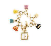 OIW Orologio bracciale dorato da donna con ciondoli charm, cassa 21mm