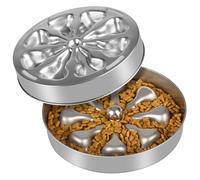 Oiwliur Ciotola per cani Slow Feeder - Ciotola per cani in acciaio inox antiscivolo in metallo per alimentazione lenta, adatta per alimenti secchi, umidi o crudi, 5 tazze di grande capacità, design su