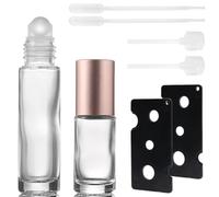 OIXEYA 10ml/5ml Roll on Vuoto per Oli Essenziali, Bottiglie roll on con 2 Apriscatole, 2 Contagocce e 2 Erogatori a Pompa per Profumi, Oli Essenziali e Cosmetici