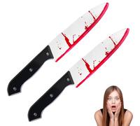 OIXEYA 2 Coltello Insanguinato di Halloween con Dettaglio di Sangue Finto - Accessorio Perfetto per Costumi Spaventosi e Travestimenti di Halloween Adulti e Bambini