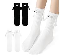 OIXEYA 2 Paia Coppia Natalizi Che Si Tiene per Mano Calzini, Calzini for Coppia Divertenti Mano nella Mano,Calzini per Coppia di Bambole 3D Divertenti,Natale Capodanno Regali