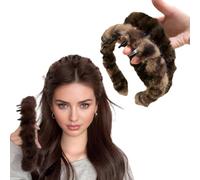 OIXEYA 2 Pezzi Cerchietto Capelli Donna in Peluche, Fascia Capelli Zig Zag, Headband Leopardata Donna, Adorabile Fascia Invernale per Trucco, Donne Girl