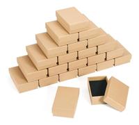 OIXEYA 24 Pezzi Scatola per Gioielli,Contenitore di Monili di le Scatole di Cartone di Kraft per Esposizione Dei Regali di l'Anello di la Collana, Marrone, 8X5X2,5cm