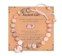 OIXEYA Axolotl Bracciali per ragazze e bambini, Bracciali con perle rosa e sfere di strass Bracciale in pietra naturale rosa con ciondolo Axolotl, Cute Stuff piccoli gioielli dolci per bambini (A)