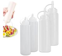 OIXEYA Bottiglia Squeeze di Plastica, 2pcs 240ml + 2pcs 120ml Bottiglia per Squeeze con Tappi, bibdosatore olio, eron cucina - a Prova di Perdite e Senza BPA, per Ketchup, Senape, Mayo, Olio d'oliva