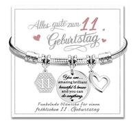 OIXEYA Braccialetto da Ragazza, Regalo Bambina 11 Anni Femmina, Braccialetto con Charm, Regalo di Compleanno, Regalo per Ragazze, Braccialetti dell'amicizia, Braccialetto Portafortuna