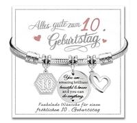 OIXEYA Braccialetto da Ragazza, Regalo per Bambina 10 Anni, Braccialetto con Charm, Regalo di Compleanno, Braccialetto Portafortuna