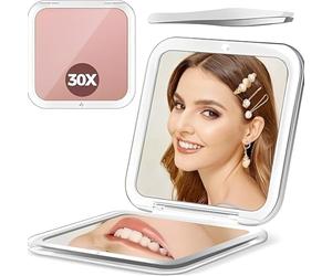 OIXEYA Specchio Trucco, Specchio Ingranditore 30X/1X a Doppio Lato, Specchio Portatile da Viaggio, Pieghevole Cura del Viso, Specchio adatto come regalo per le donne