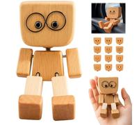 OIXYA Affascinante piccola figura in legno che ondeggia con 12 espressioni magnetiche, figurina da uomo in legno tremante, simpatica decorazione per cruscotto auto desktop ornamenti