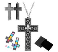 OIXYAZ Collana thanos game 2 croce,con dettagli del serpente e tematica in stile retro,A doppio strato, apribile,adatto per l'uso quotidiano o per giochi di ruolo.