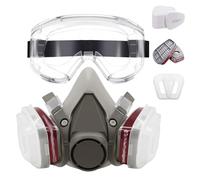 OIXYAZ Maschera Per Fitofarmaci,Mezza Faccia Maschera Antipolvere Riutilizzabile,Maschera Respiratore Semifacciale con filtri e occhiali protettivi,per Verniciatura a Spruzzo, Prodotti Chimici