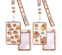 OIXYEY 2 Pezzi Capybara Porta Badge Da Collo, Capibara Porta Badge Retrattile,Portabadge(B)