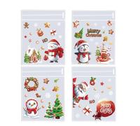 OIXYEY 200 Sacchetti Per Biscotti Trasparenti, 4 Stili Di Sacchetti Biscotti Natale, Sacchetti Natalizi,Buste Regalo Natale, Sacchetti Trasparenti Per Confezioni(A)