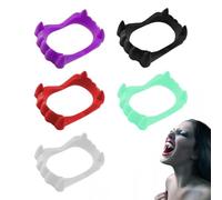 OIXYEY 5 Pezzi Denti Da Vampiro, Costumi Halloween Denti Da Vampiro Per Bambini, Bambini Denti Vampiro Zombie Dracula, Per Halloween Da Indossare (Bianco, Rosso, Luminoso, Nero, Viola, B)