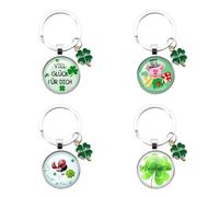 OIXYEY Portafortuna da Regalare - 4 Portachiavi Quadrifoglio in Lega, Ciondolo Portafortuna per Auto, Chiavi e Zaini, per Donne e Uomini