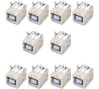 Oiyagai 10-Pack Connettore USB Tipo-B Femmina 4 Pin - Presa a 90° Angolo Retto PCB DIP, Jack per Arduino, Stampante 3D, CNC, Elettronica Embedded