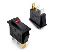 Oiyagai 10-Pack Interruttore a Bilanciere KCD3 SPST ON/OFF con Luce Rossa, 16A 250V / 20A 125V, Snap-In da Pannello per Auto Barca RV Elettrodomestici