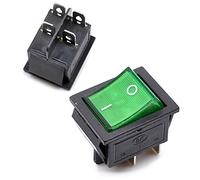 Oiyagai 10 Pezzi Interruttore a Bilanciere DPST 4 Pin con Luce Verde, Pannello On-Off, 16A/250V 20A/125V KCD4