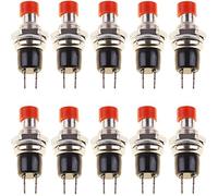 Oiyagai 10 Pezzi Interruttore a Pulsante Mini Micro PBS-110 PBS-105B 1A 250V AC SPST Momentaneo On/Off Tappo Rosso (Normalmente Aperto)