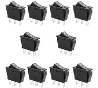 Oiyagai 10 Pezzi Interruttori a Bilanciere KCD3-3P 3 Pin SPDT ON-OFF-ON 16A 250V / 20A 125V - Interruttori a Levetta da Pannello per Auto Barca e Progetti Elettrici Fai-da-te (Nero)