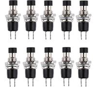 Oiyagai 10 pz PBS-110 PBS-105B Mini Micro Pulsante 1A 250V AC SPST Interruttore Momentaneo ON/Off Senza Blocco con Cappuccio Nero (Normalmente Chiuso)