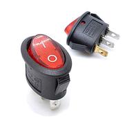 Oiyagai 15-Pack Interruttore a Bilanciere Tondo SPST con LED Rosso - 3 Pin ON/OFF 6A 250V 10A 125V, Montaggio a Incasso per Auto Barca Camper Progetti Elettronici