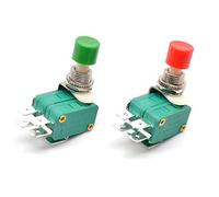 Oiyagai 2 pz Interruttore a Pulsante Micro DS438-448 Verde Rosso 2NO 2NC AC 16A 125V / 250V