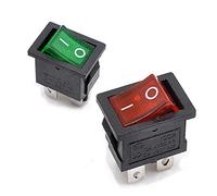 Oiyagai 20 Pezzi Interruttore a Bilanciere KCD1-104 DPST con LED - 10 Rosso + 10 Verde, 10A 125V AC, Interruttore ON-OFF da Pannello per Progetti Elettronici e Elettrodomestici