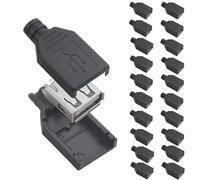 Oiyagai 20pz Set Connettore USB Premium con Copertura in Plastica Tipo-A 2,0 Femmina 4 Pin Plug DIY