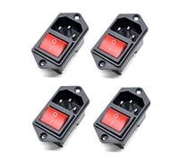 Oiyagai 4-Pack Presa di Alimentazione IEC320 C14 con Interruttore Rosso, 250V 10A Presa Maschio da Pannello per Amplificatori, Alimentatori e Progetti Elettronici Fai-da-Te