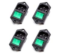 Oiyagai 4 Pezzi IEC320 C14 Connettore Modulo di Ingresso Presa di Alimentazione Maschio con Interruttore CA 250 V 10 A (Verde)