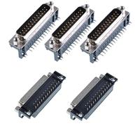 Oiyagai 5 Pezzi Connettore DB25 25 Pin Maschio, Adattatore D-Sub PCB a Montaggio Angolato, per Controllo Industriale e Apparecchiature CNC, Nero