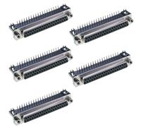 Oiyagai 5 Pezzi Connettore DB37 37 Pin Femmina, Adattatore D-Sub PCB a Montaggio Angolato, per Controllo Industriale e Apparecchiature CNC, Nero