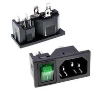Oiyagai 5 Pezzi Connettore di Alimentazione IEC320 C14, Modulo di Ingresso con Interruttore, 250V AC 10A, Maschio (Verde)