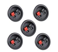 Oiyagai 5 Pezzi Connettori Terminali Tondi per Altoparlanti, Coppette da Pannello per Casse Acustiche Hi-Fi, a Molla, Colore Nero