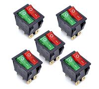 Oiyagai 5 Pezzi Interruttore a Bilanciere KCD4 - 16A 250V ON/OFF SPST, 6 Pin, con Spia Luminosa Rossa e Verde, per Auto, Barche, Progetti Elettronici DIY