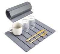 OIYEEFO Tappetino scolapiatti da cucina pieghevole in diatomite per bancone ad assorbimento rapido, antiscivolo, terra di diatomee, tappetino da cucina grigio chiaro, 60 x 40 cm