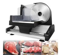 Oiyekntd Affettatrice Professionale per Uso Domestico, Motore Elettrico Silenzioso da 200 W, per Pane, Carne e Formaggio, Affettatrice Elettrica per Gastronomia con Protezione Lama in plastica