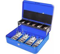 OJHFJMGH Cassetto portadenaro per supermercati, Cassa Portatile for Negozi, salvadanaio in Metallo, Contenitore for Monete con Coperchio, registratore di Cassa Manuale(Blu)